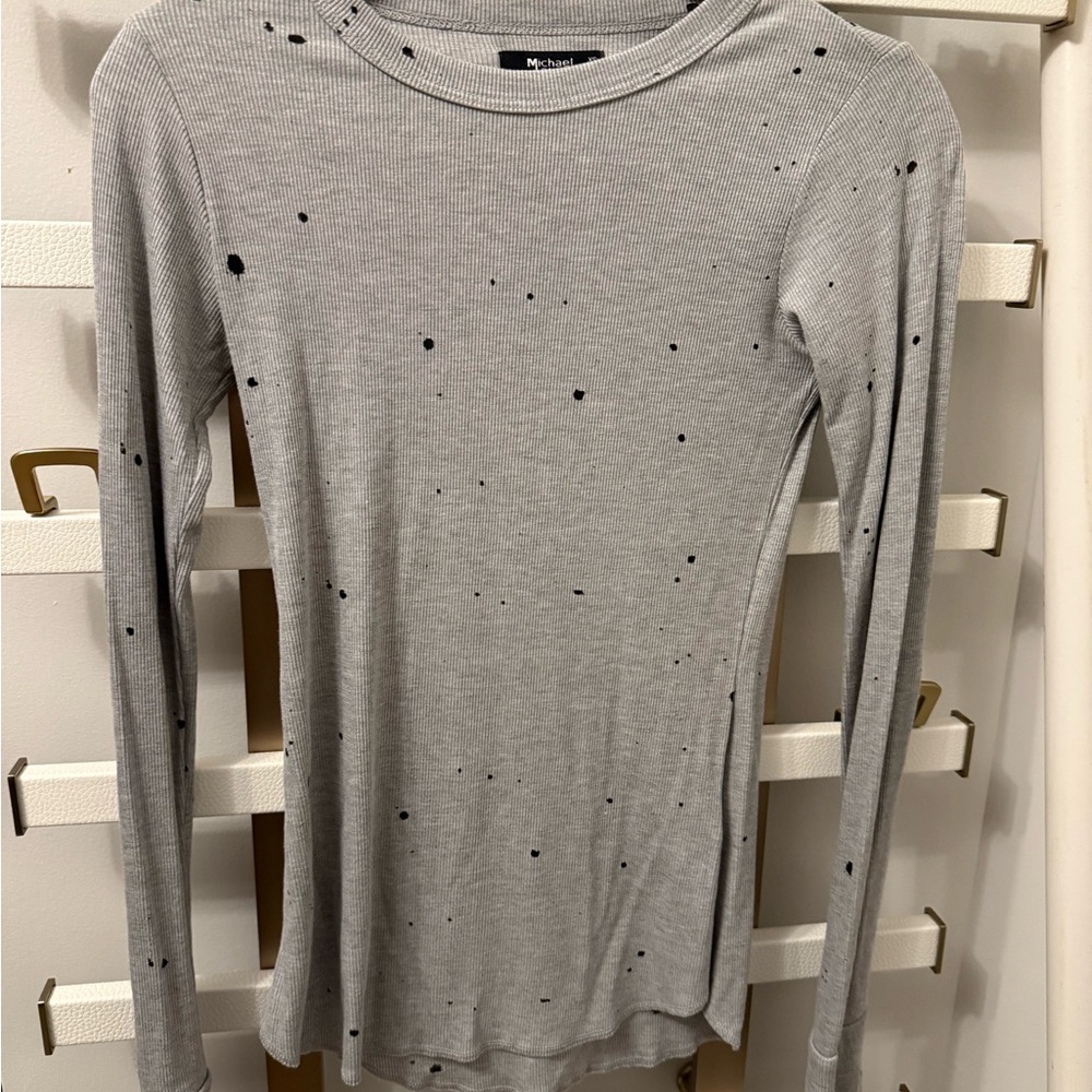 Gray Distressed Long Sleeve Top